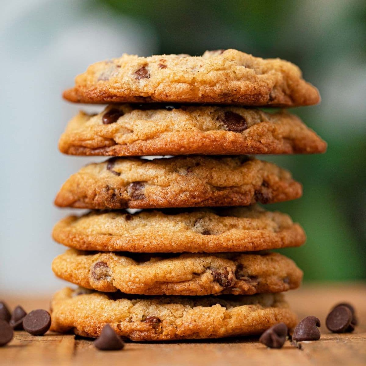 Chocolate Chip cookies stacked