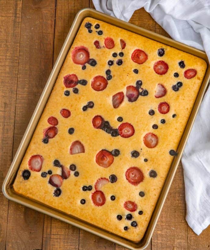 Baked pancake in a sheet pan