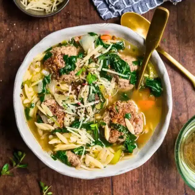 Bowl of meatball soup