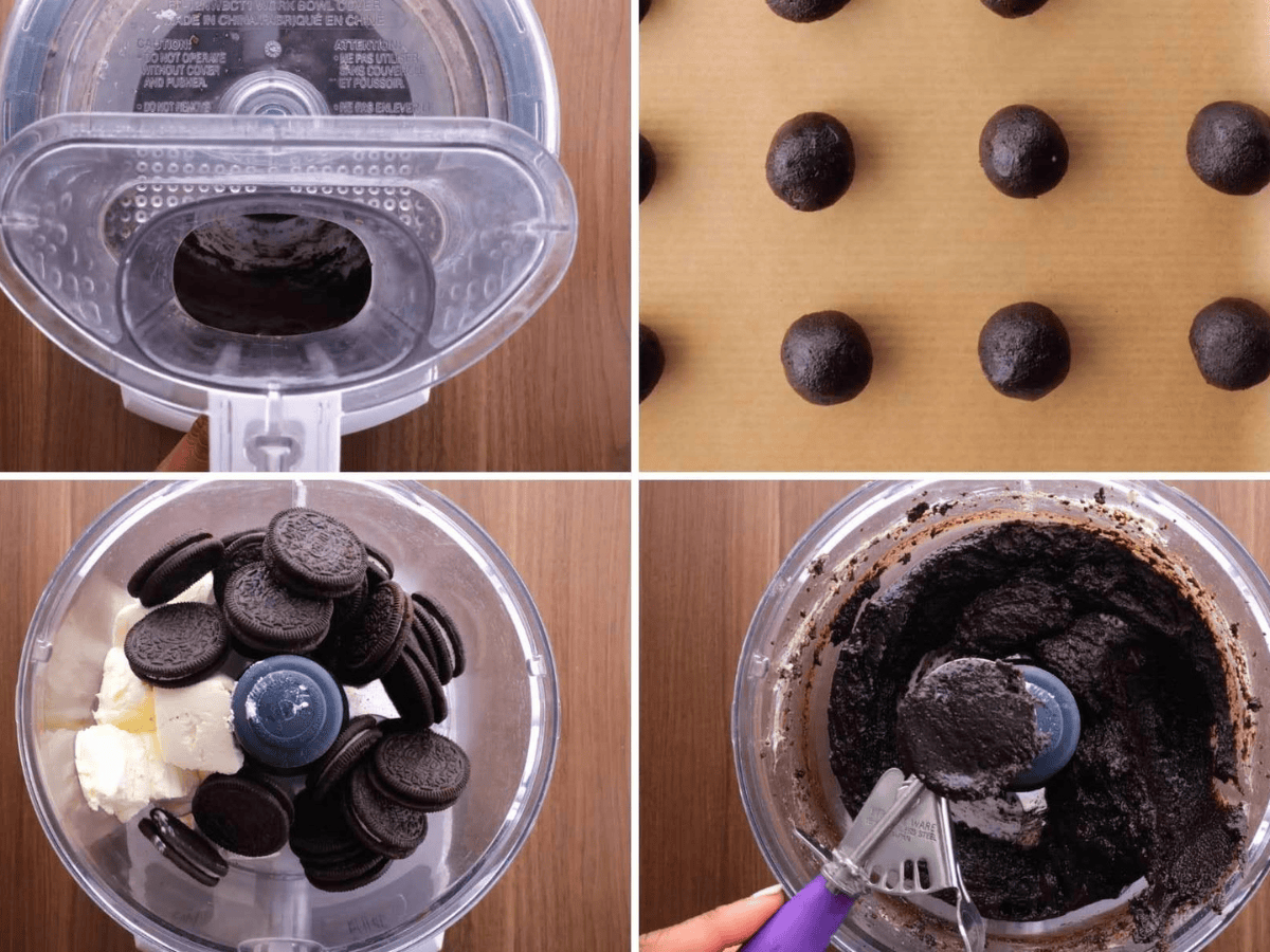 Collage of making cookie balls