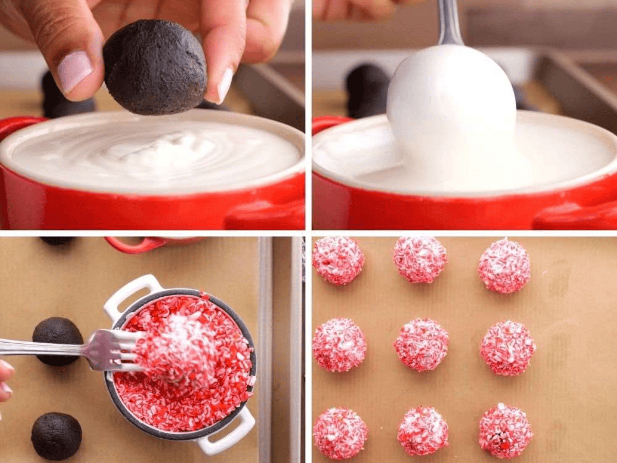 collage of chocolate and dipping steps