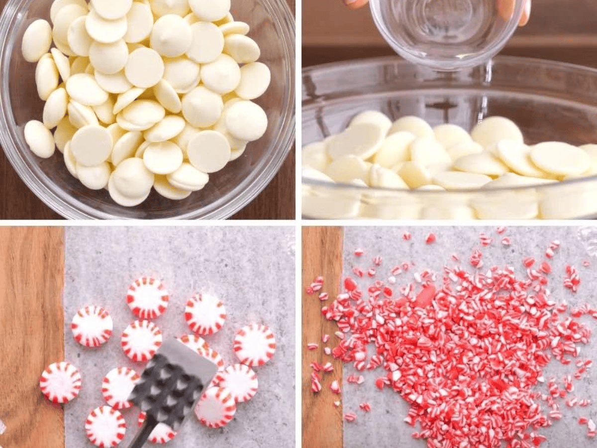 Collage of chocolate and candy steps