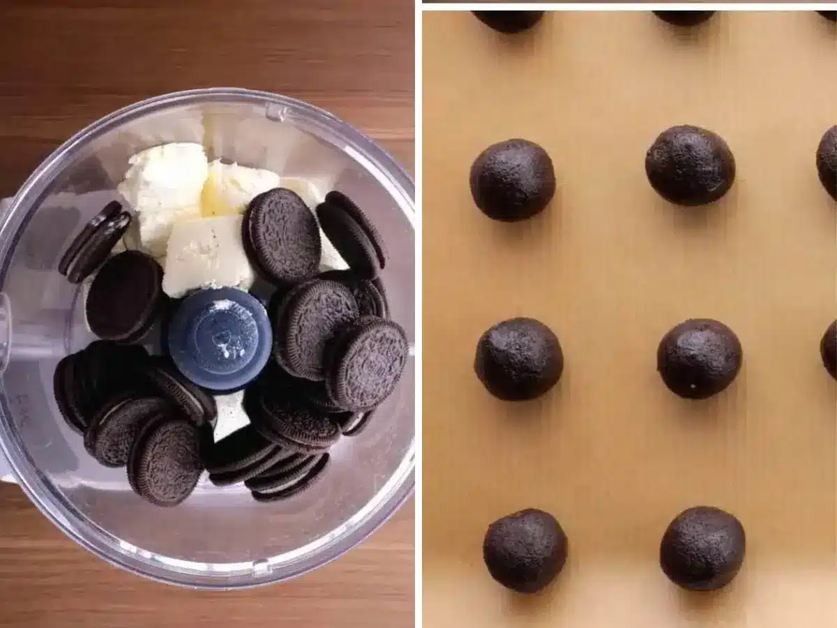 collage of processing oreos 