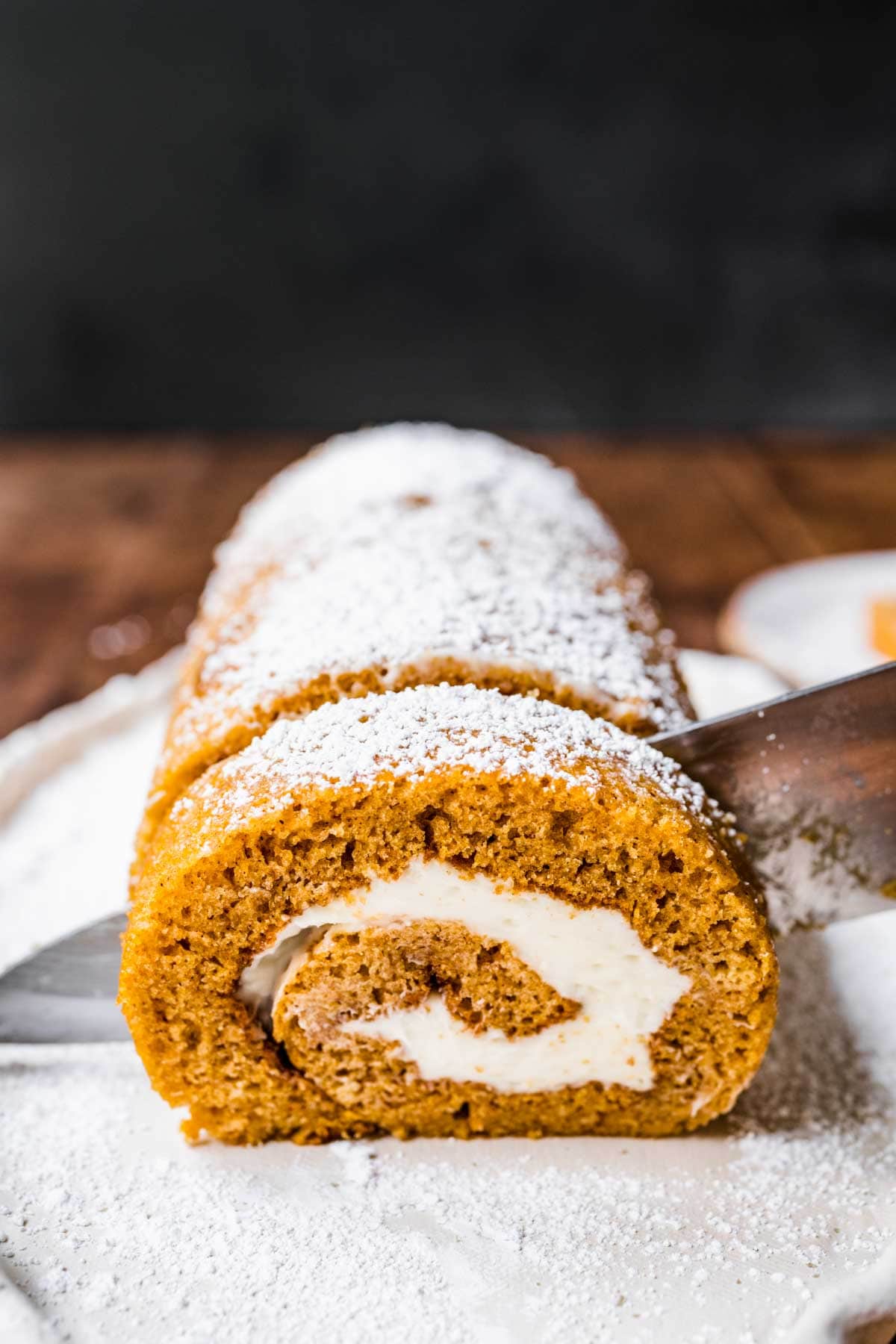 Pumpkin Roll on cutting board