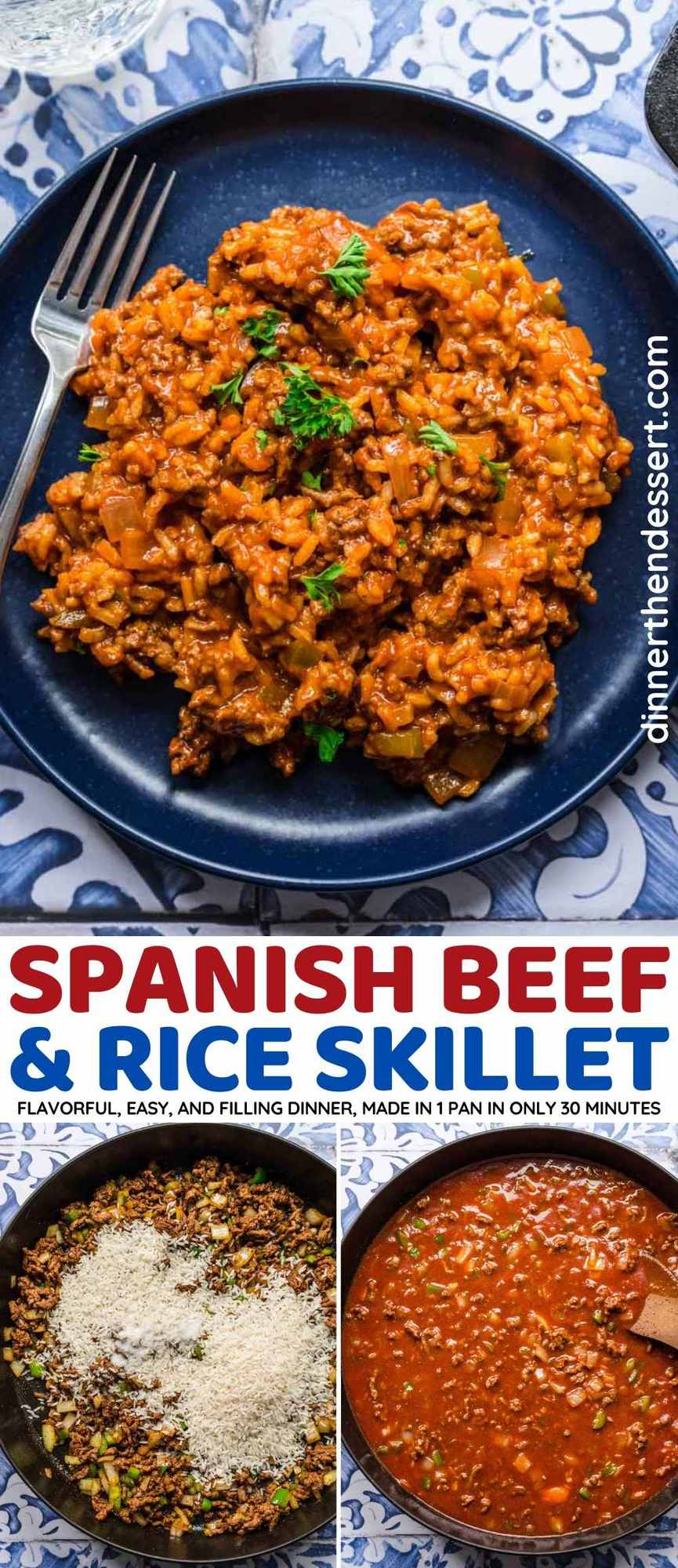 Spanish Beef & Rice Skillet collage