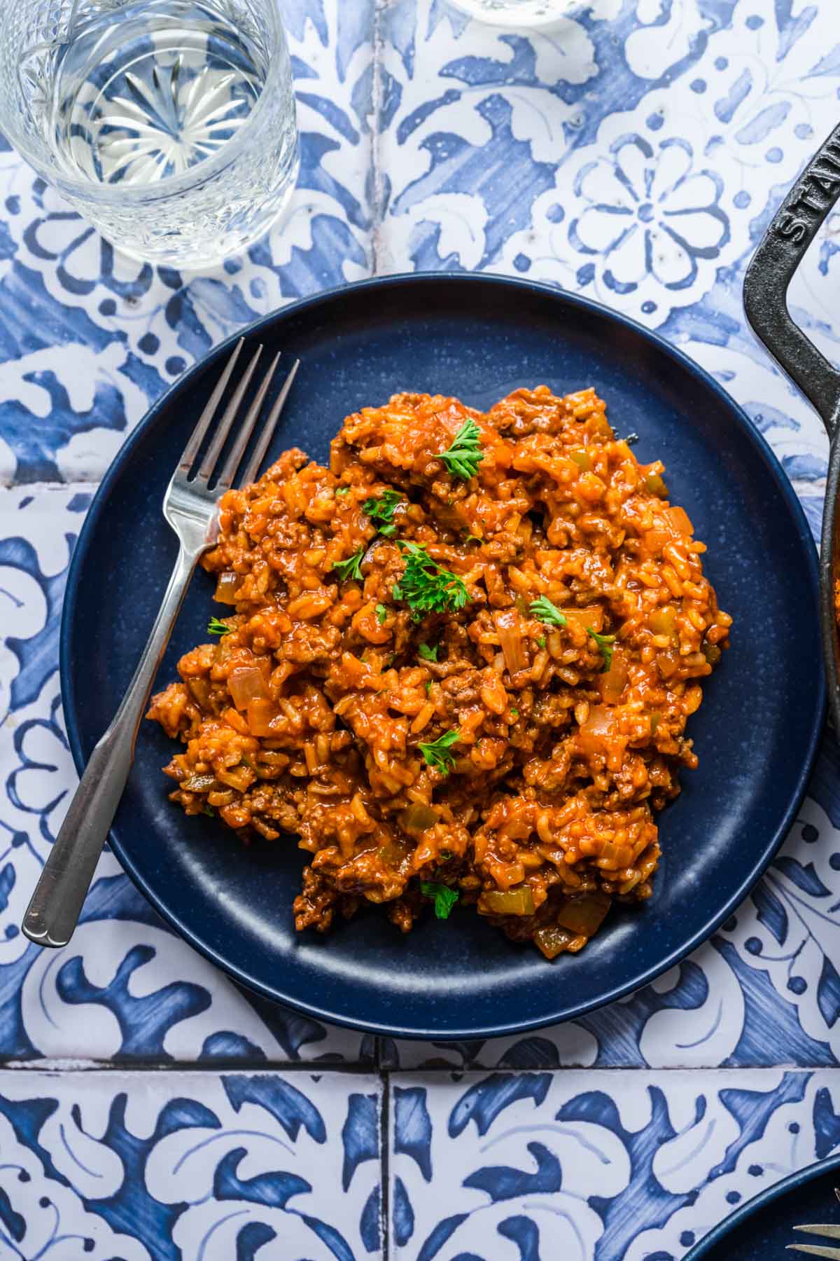 Spanish Beef & Rice Skillet on serving plate