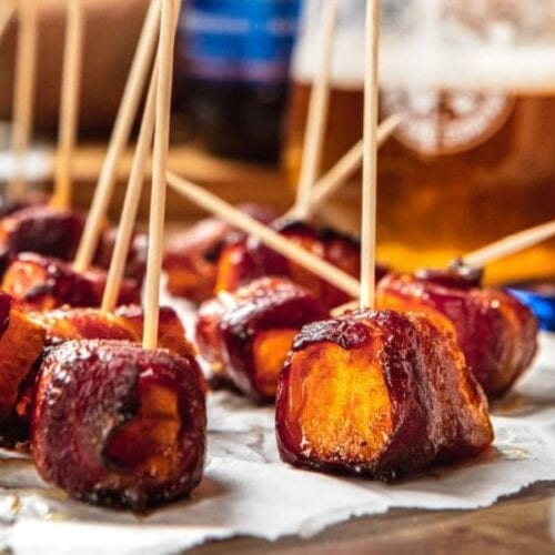 Sweet Potato with toothpicks in them