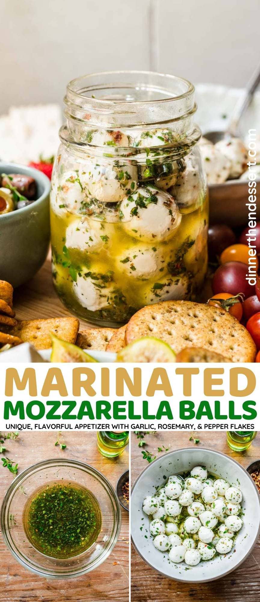Marinated Mozzarella Balls collage