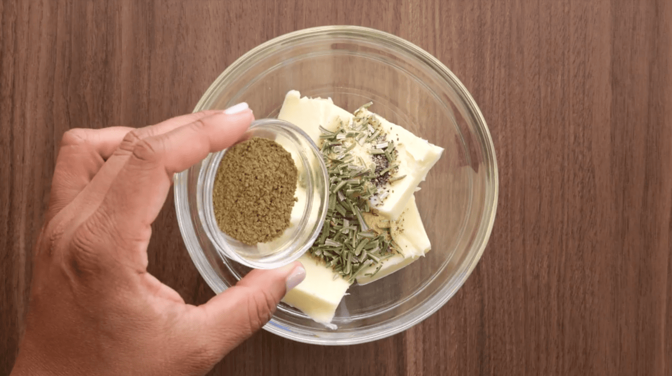 making herb butter for Overnight Turkey