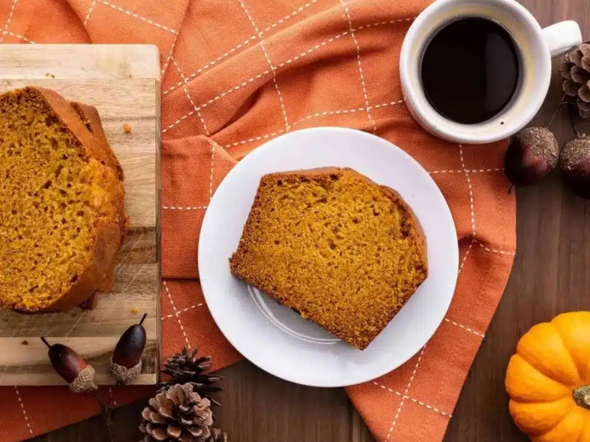 Bread on plate with cup of coffee