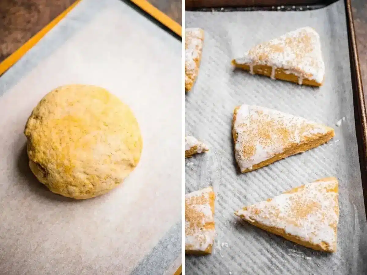 collage of shaping scones