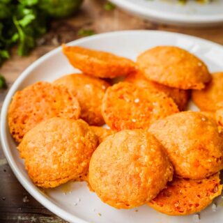 Crackers on a white plate