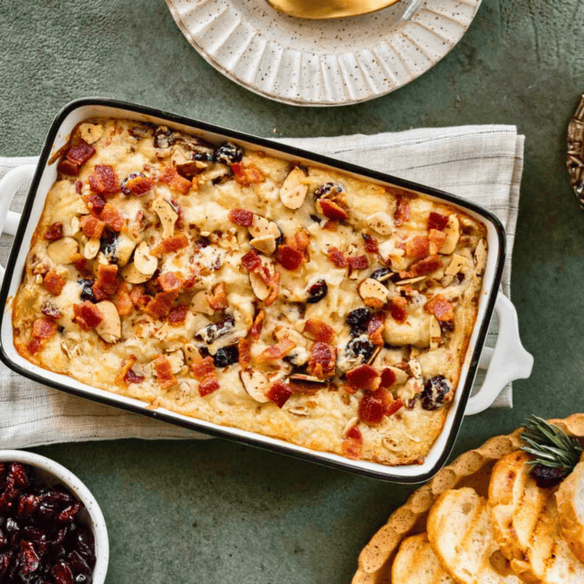 dip after baking in a dish on table