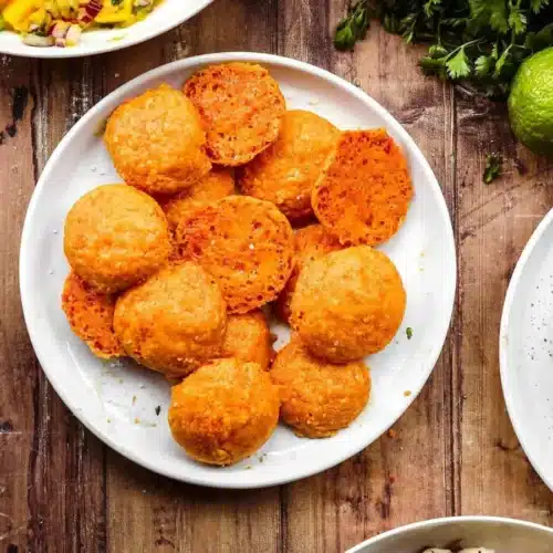 Aerial view of Crackers on serving plate