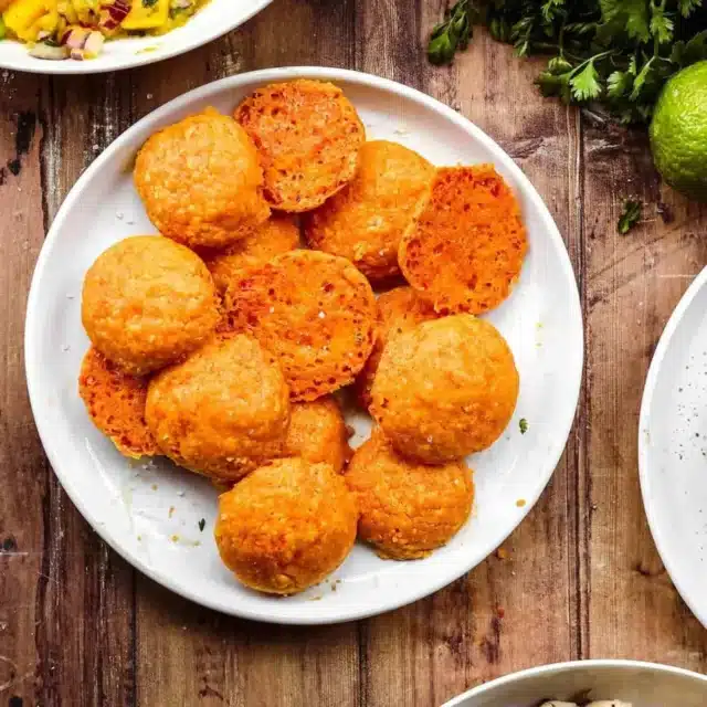 Aerial view of Crackers on serving plate