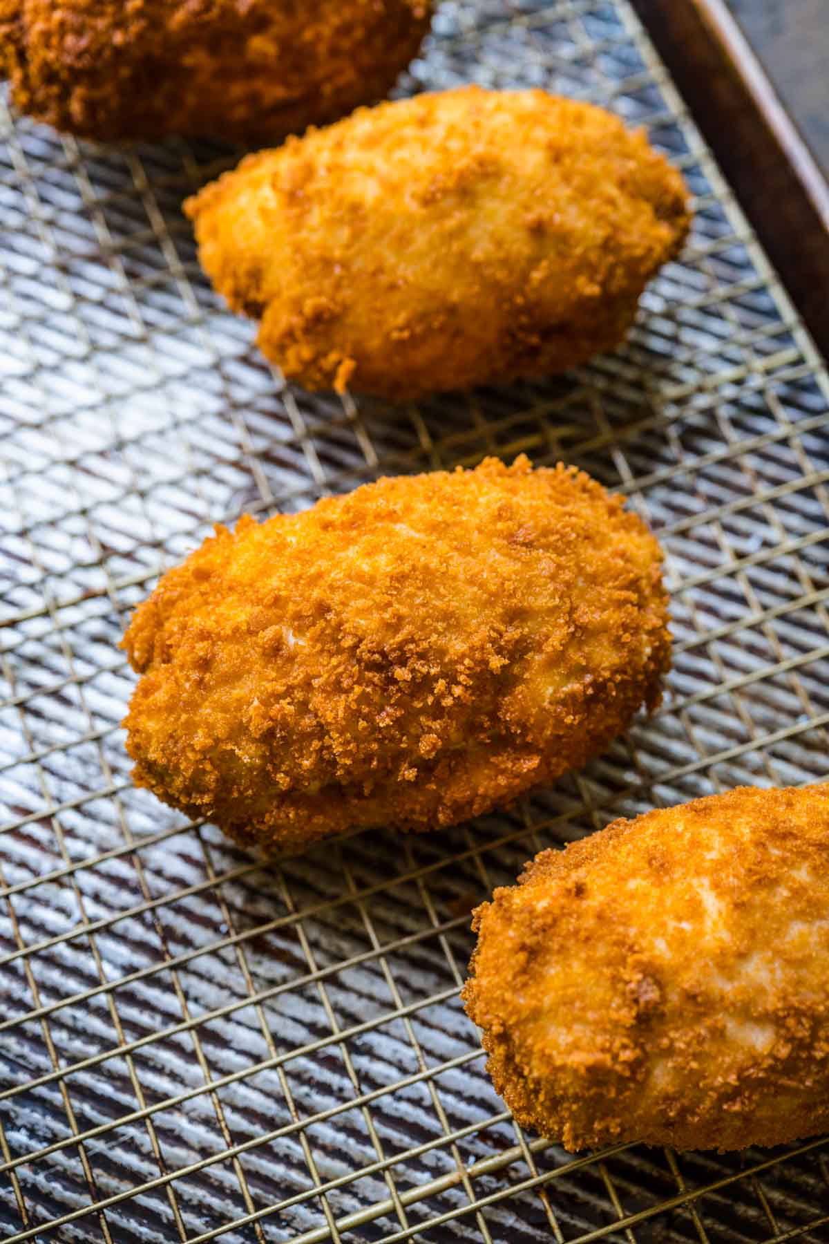 Chicken Kiev finished on wire rack