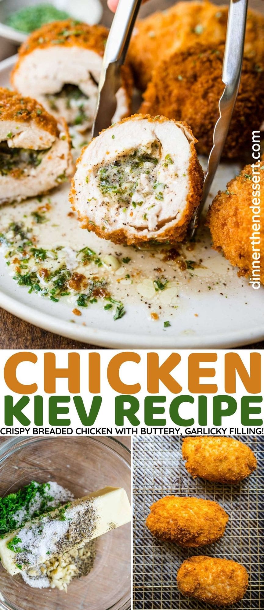 Chicken Kiev recipe collage