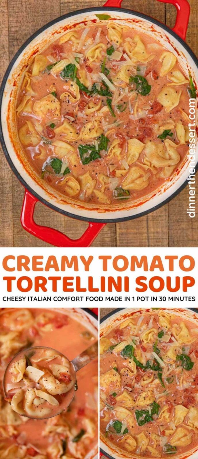 Creamy Tomato Tortellini Soup collage