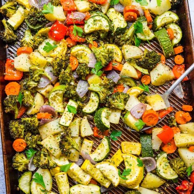 Easy Roasted Vegetables on baking pan 1x1
