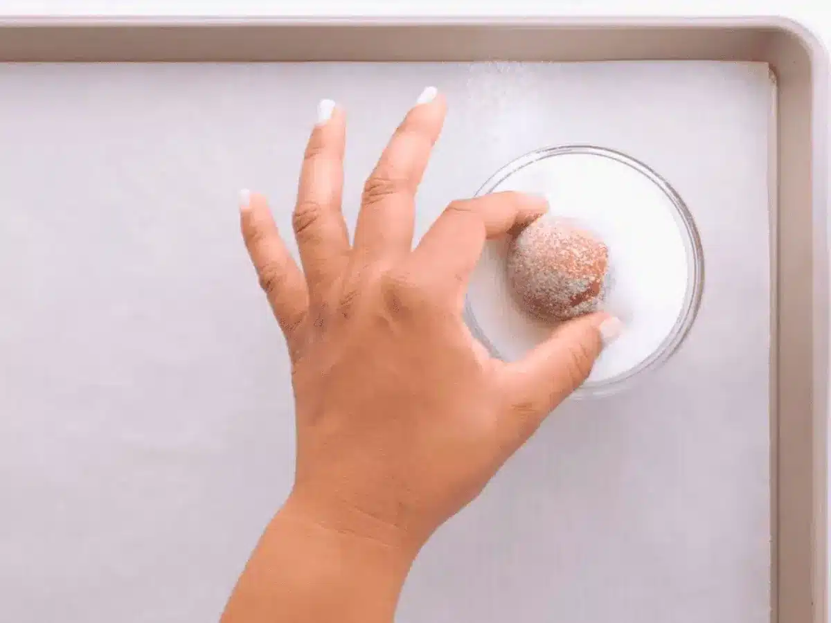 Dough ball rolled in sugar