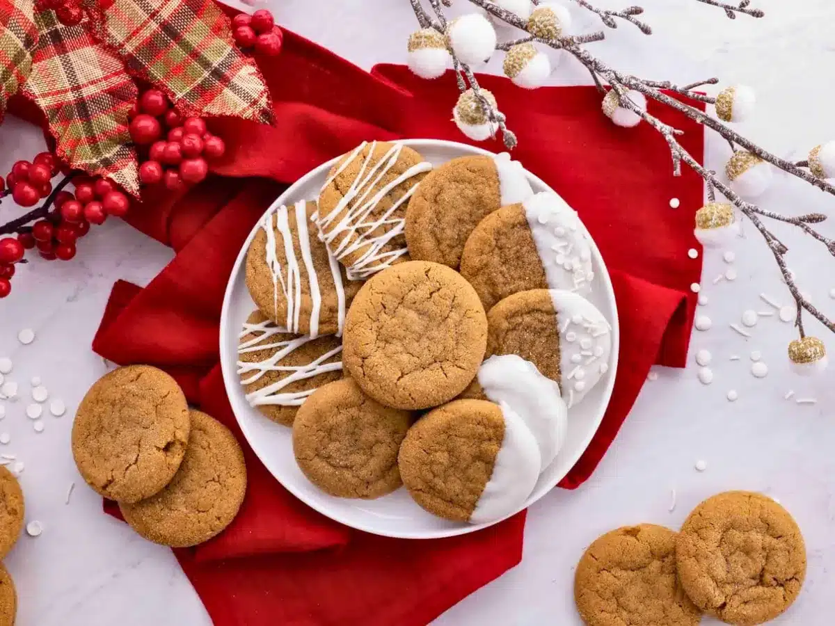 Plate of cookies from above
