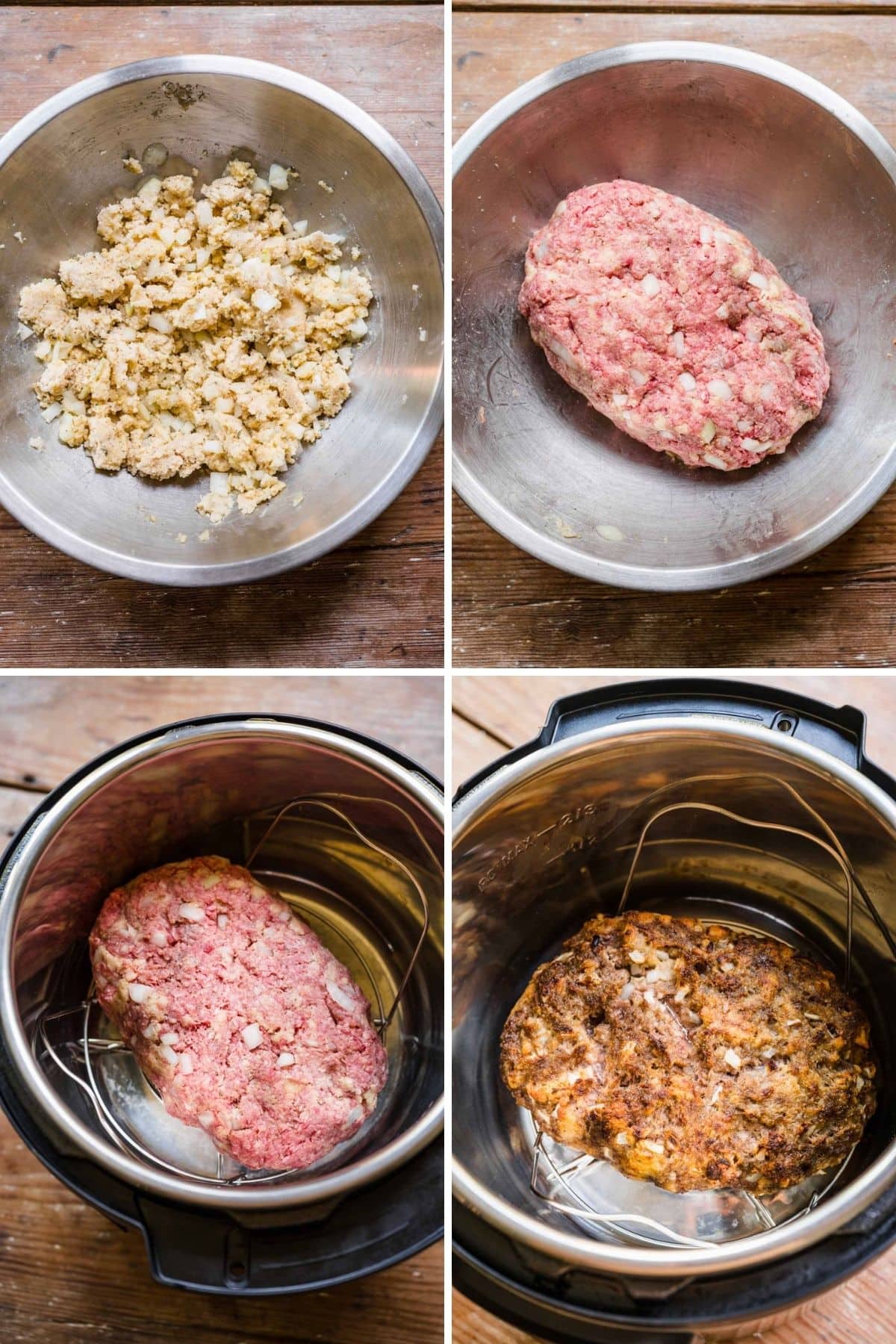 Instant Pot Meatloaf mixture collage