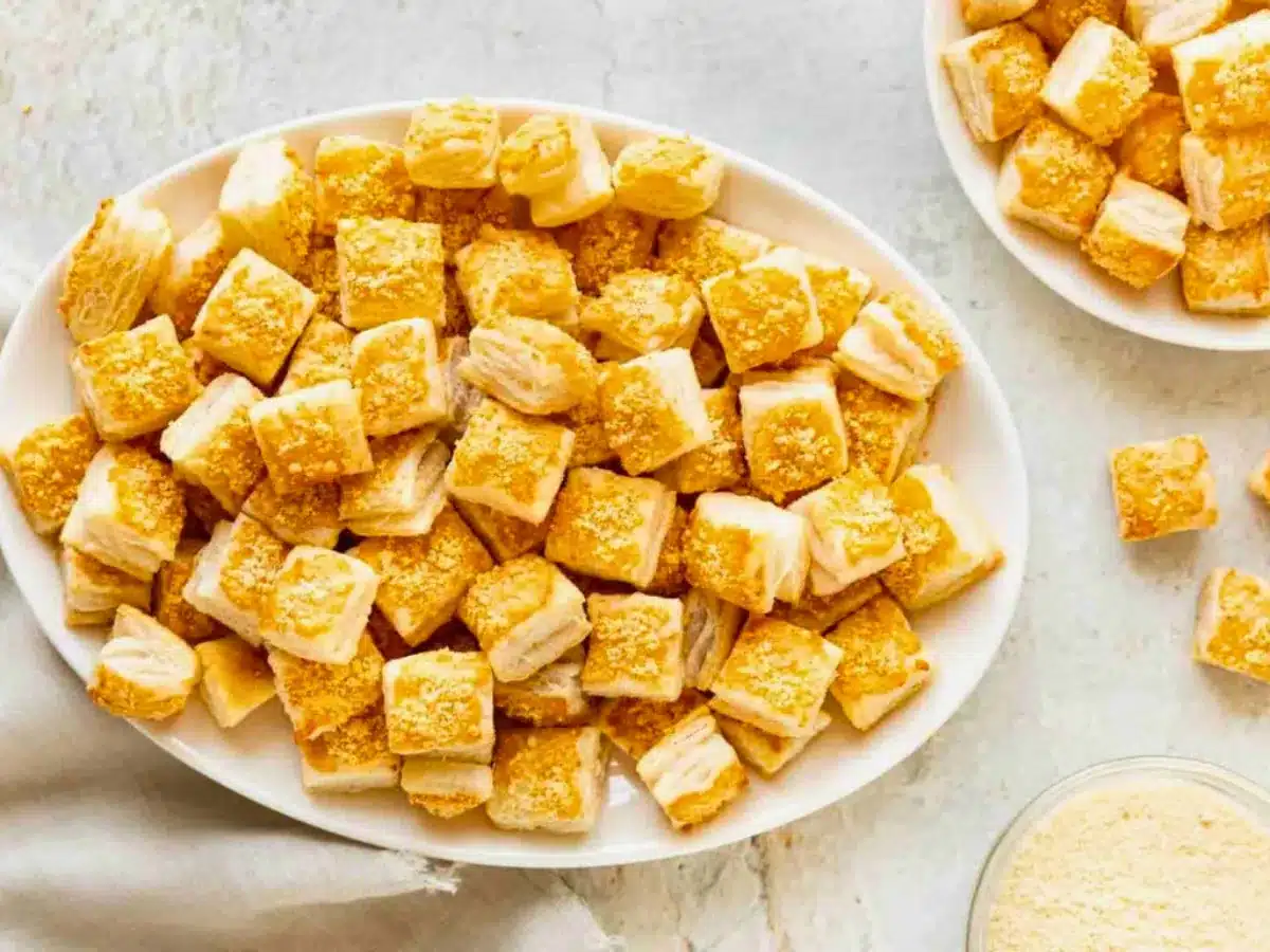Bowl of cheesy bread bites