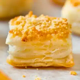 Single piece of cooked puff pastry