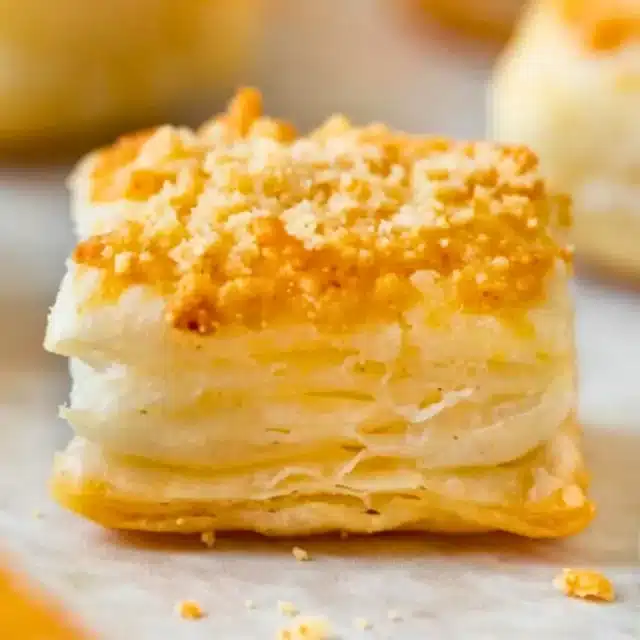 Single piece of cooked puff pastry
