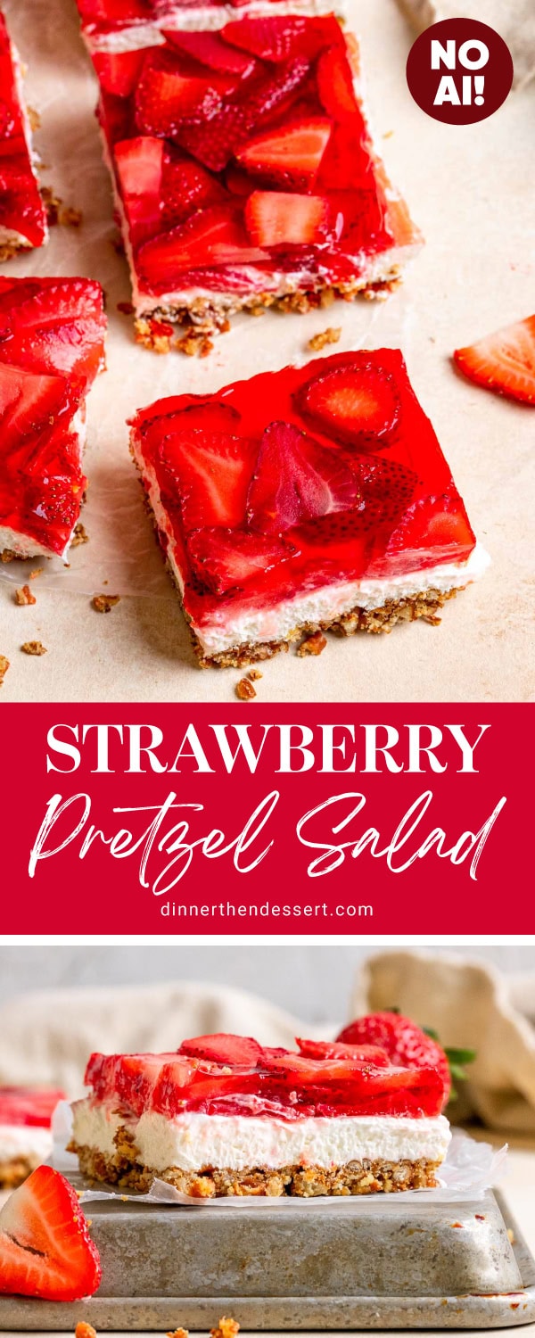 Collage of fruit dessert with red banner in the center