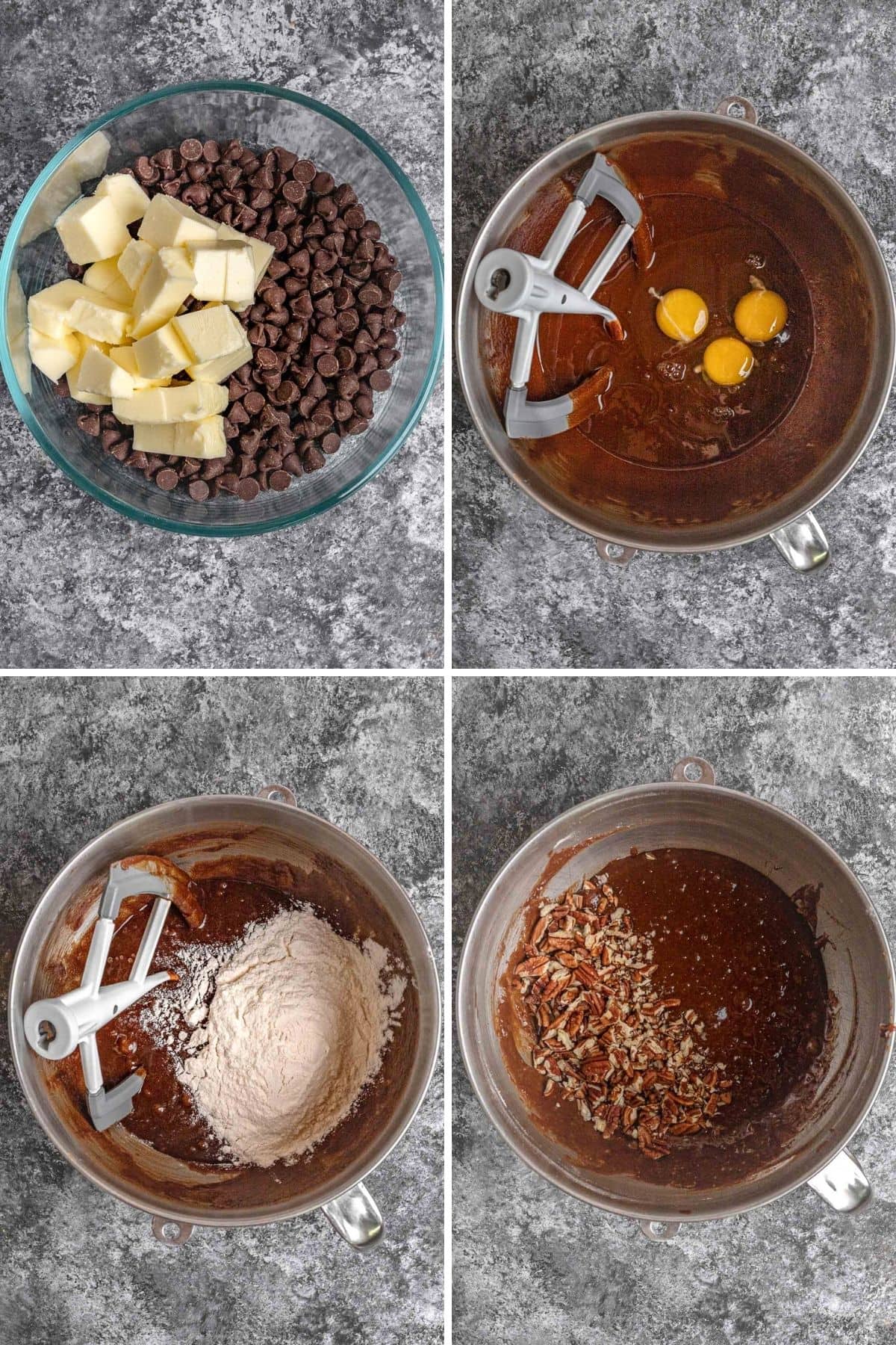 Brownie Cupcakes batter preparation collage