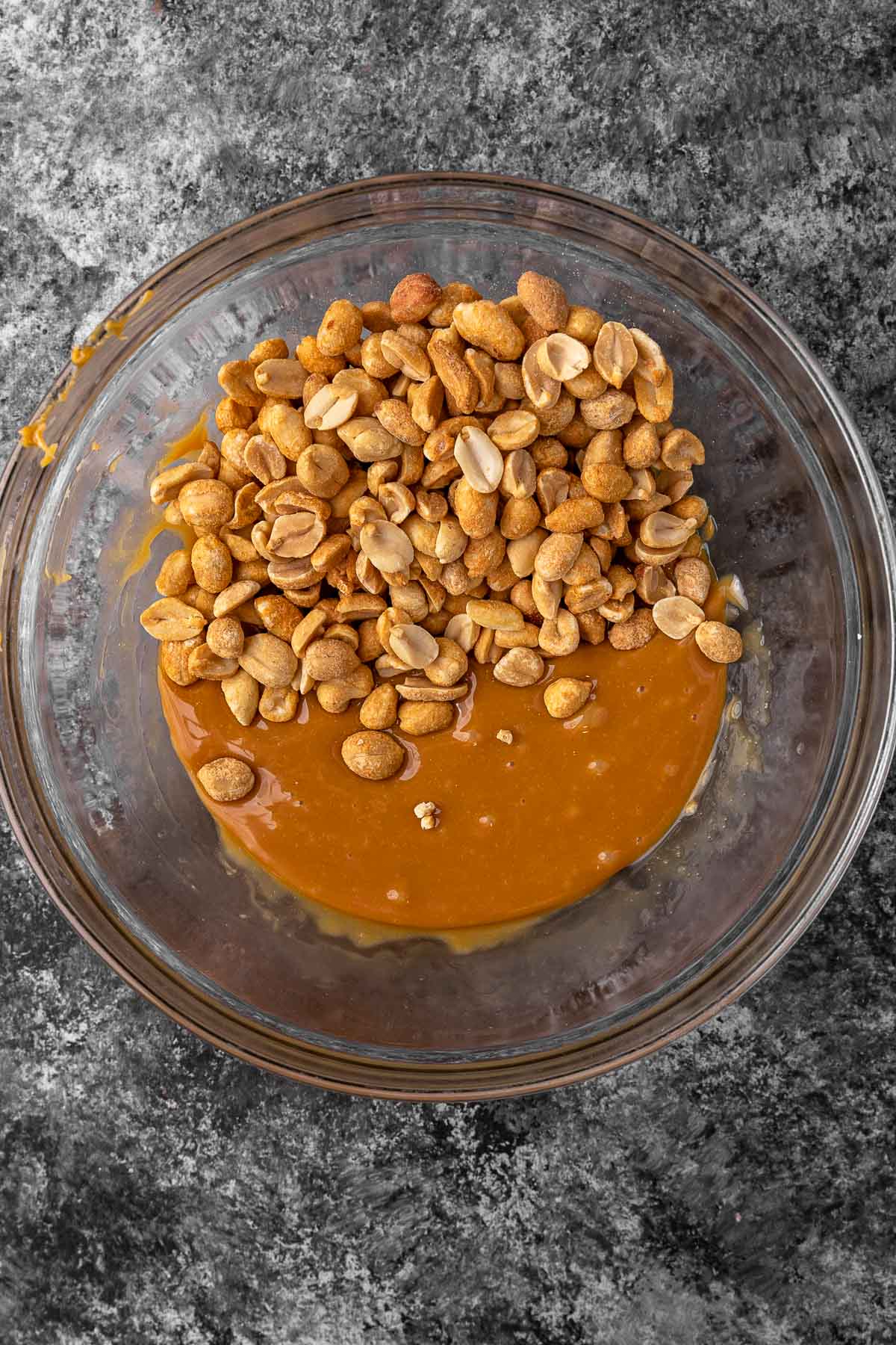 Candy Bar Fudge Caramel and Peanuts in a Bowl