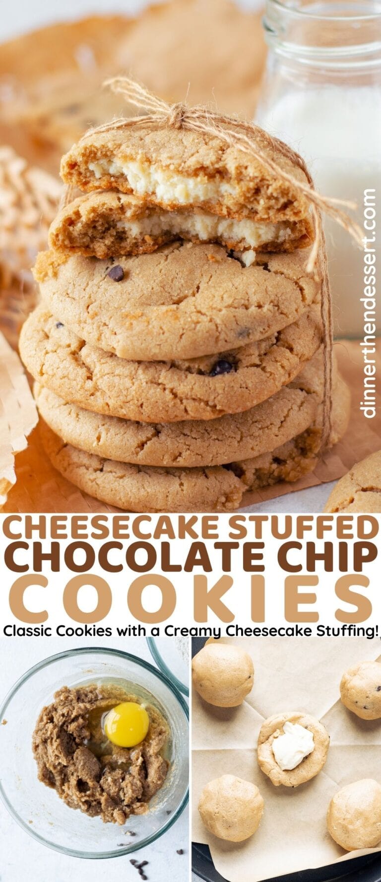 Cheesecake Stuffed Chocolate Chip Cookies Recipe- Dinner, Then Dessert