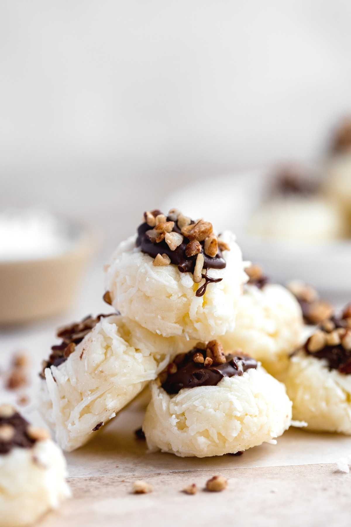 Coconut Joy Candies finished three piled on top of each other