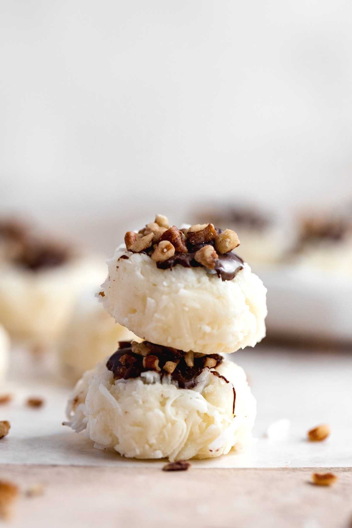 Coconut Joy Candies finished two stacked on top of each other