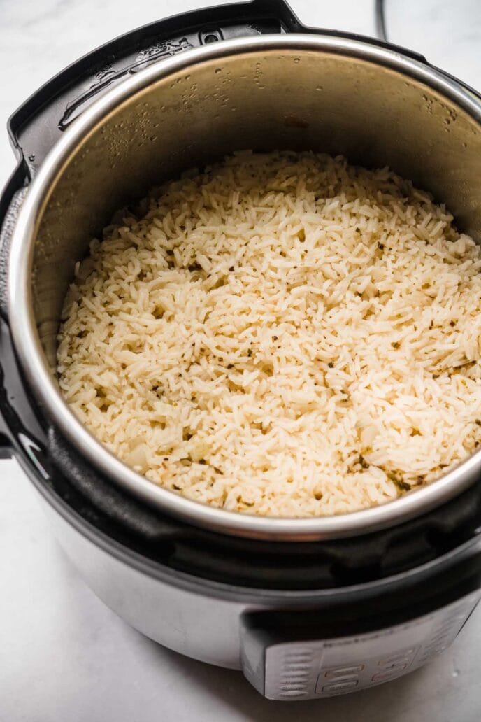 Instant Pot Chicken and Rice rice cooked in instant pot