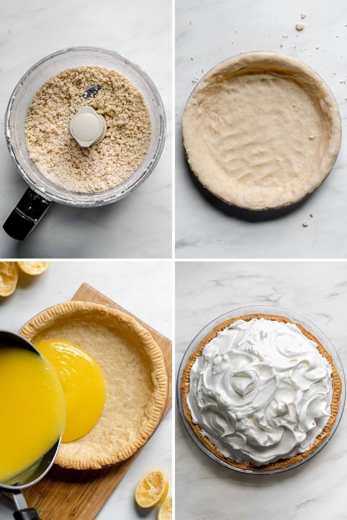 Lemon Meringue Pie preparation steps collage
