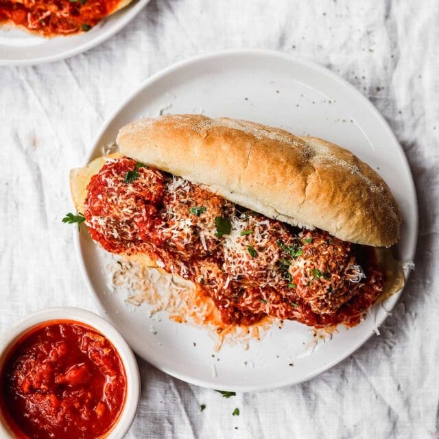 Meatball Sub Sandwich on a plate