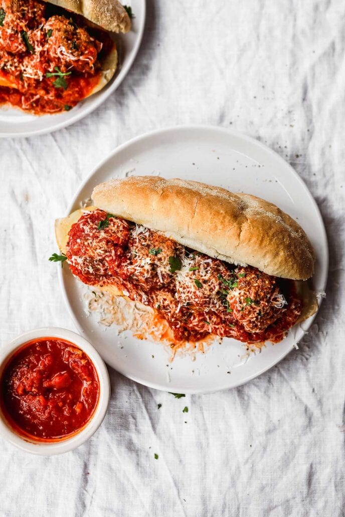 Meatball Sub Sandwich on a plate