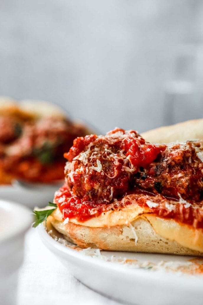 Meatball Sub Sandwich on a plate