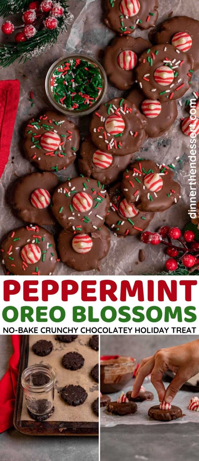 No Bake Peppermint Oreo Blossoms Collage