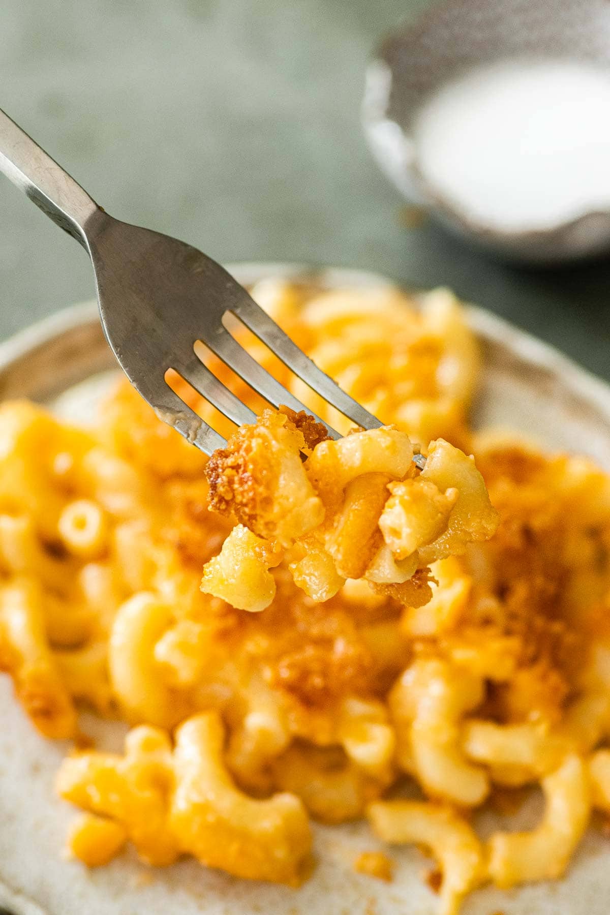 Sheet Pan Mac and Cheese on fork