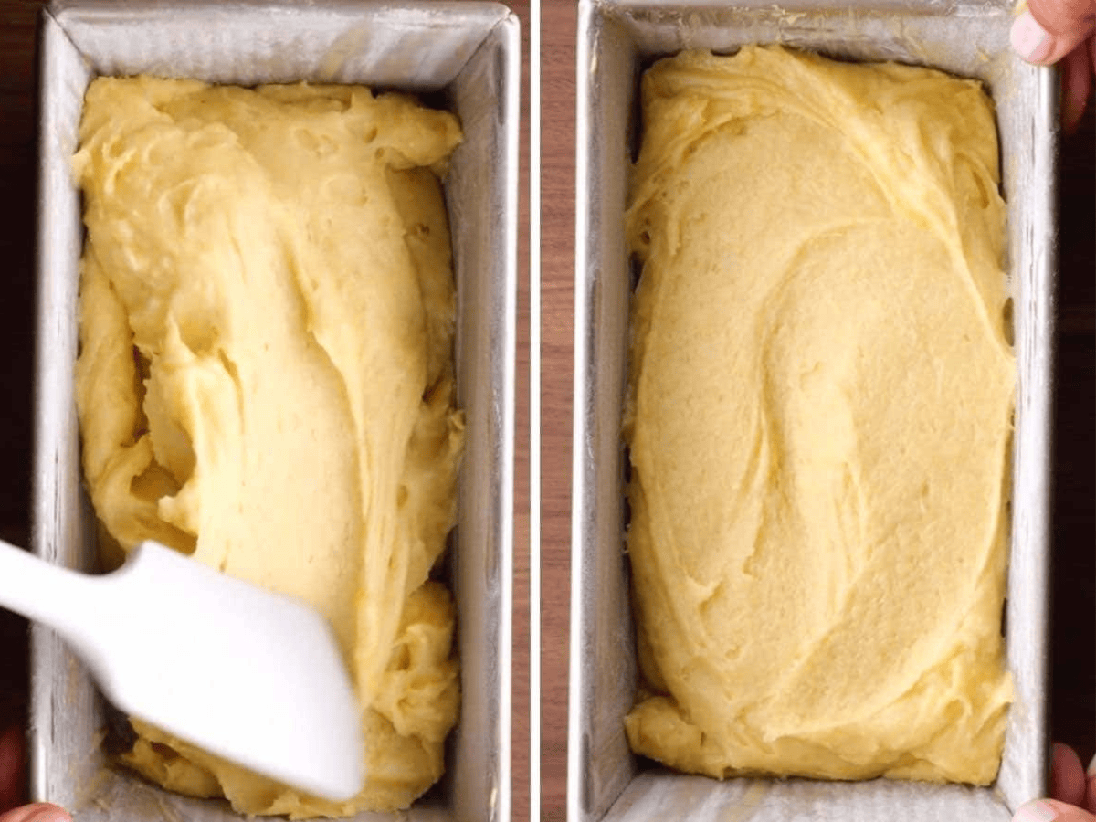 batter being put in pans 