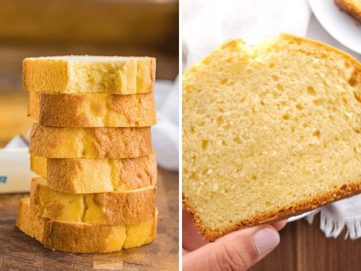 stack of cake and single slice collage 