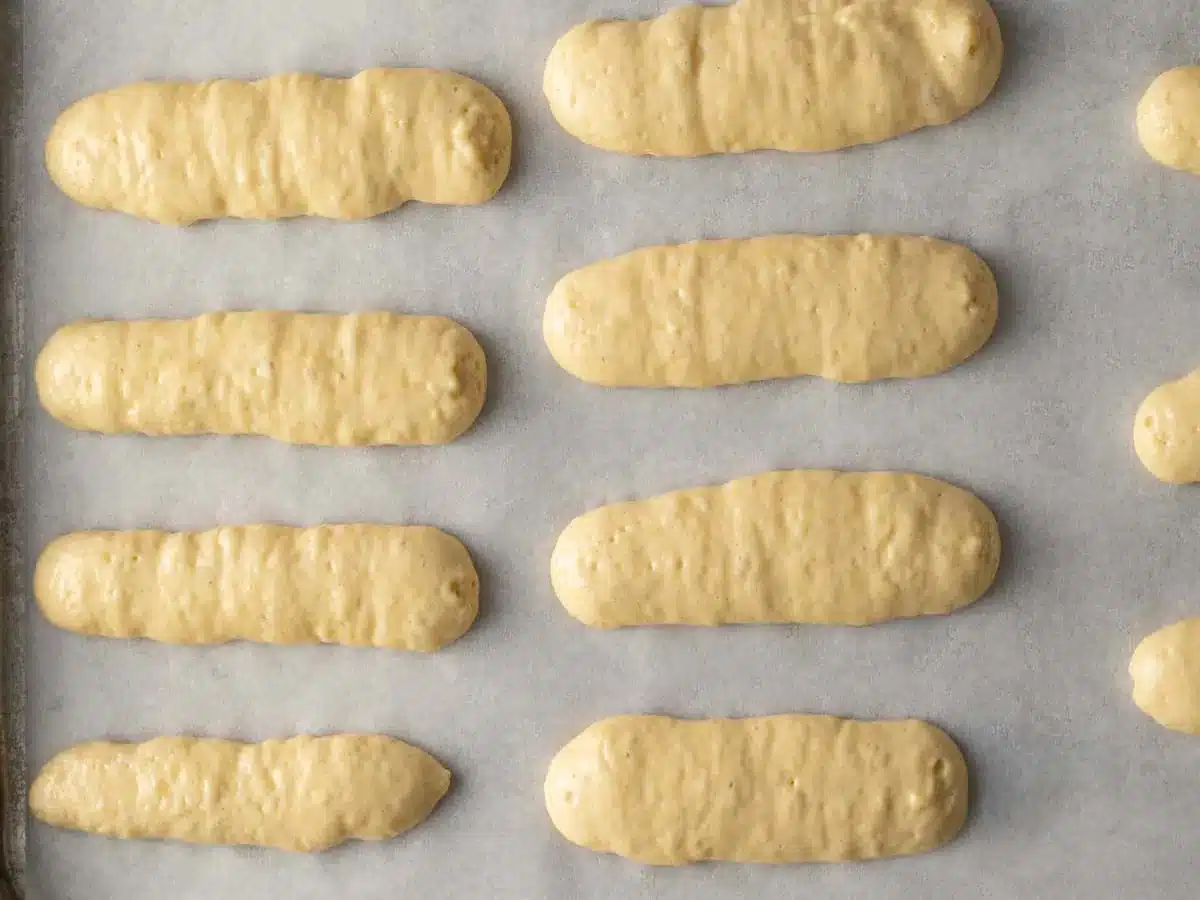 Raw cookies on baking sheet.