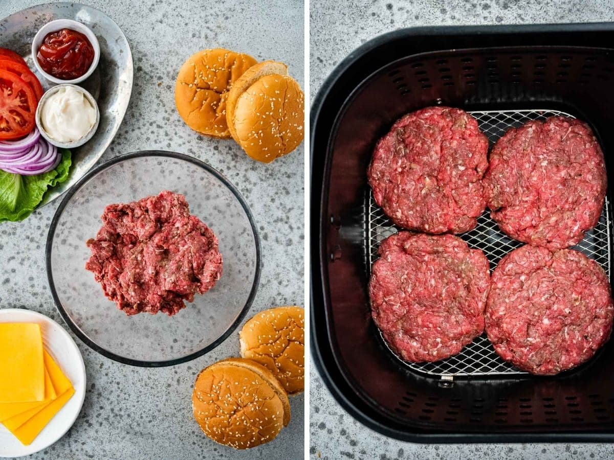 Air Fryer Cheeseburgers collage