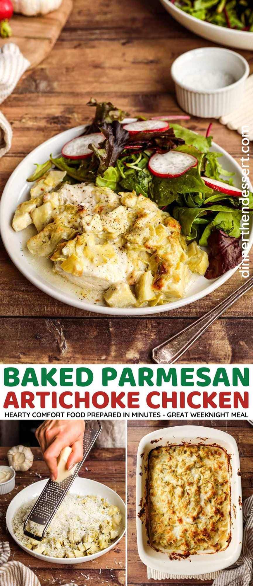 Baked Parmesan Artichoke Chicken collage