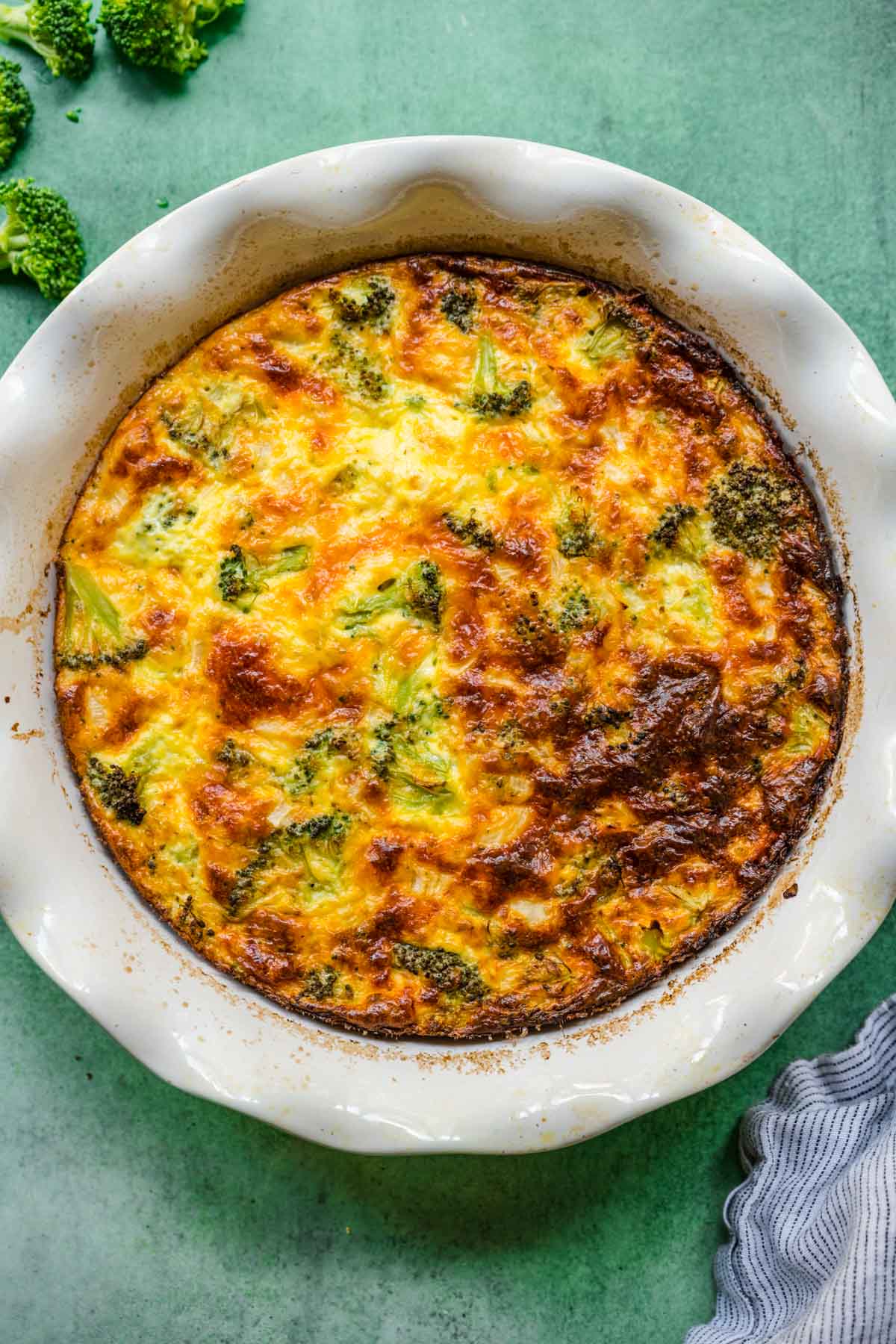 Broccoli Pie baked in pie dish