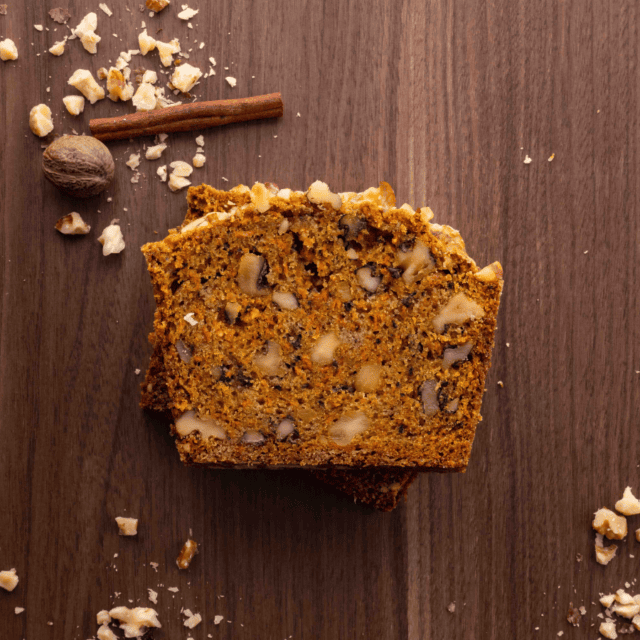 Closeup of baked ingredients cut in a slice