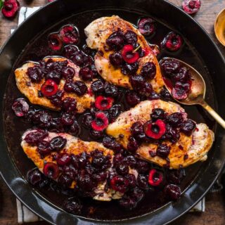 Jalapeno Cherry Chicken on serving plate 1x1